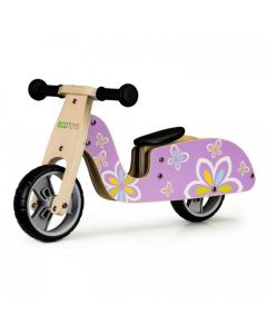 Bicicleta de echilibru din lemn cu roti EVA Ecotoys LC-V1330 - Violet cu fluturasi