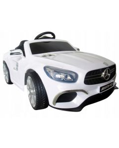 Masinuta electrica cu telecomanda, roti EVA, scaun piele Mercedes SL63 - Alb
