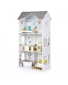 Casuta de papusi inalta din lemn cu mobilier, casuta lui Grace, Ecotoys 8210