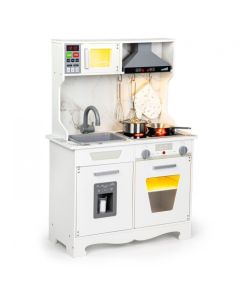 Bucatarie din lemn cu sunete, lumini si accesorii, Ecotoys TL10181