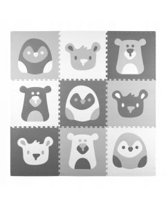 Salteluta de joaca 180 X 180 cm Ricokids 7503 - Gri cu animalute