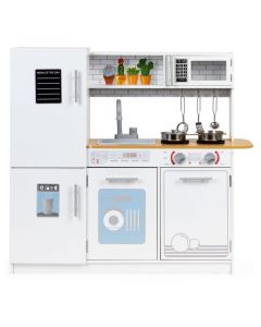 Bucatarie din lemn cu accesorii si LED-uri Ecotoys PLK553