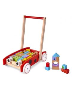 Antemergator din lemn + 40 de cuburi Ecotoys 2112 Buburuza