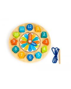 Jucarie educativa din lemn 3 in 1 tip ceas Ecotoys PH05I006