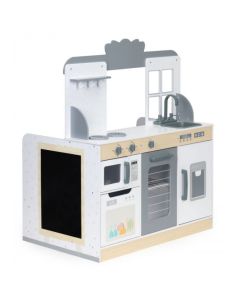 Bucatarie din lemn 2 in 1 tip restaurant pentru copii Ecotoys 7261