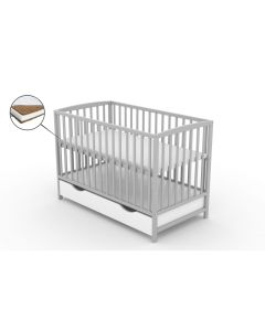 Patut cu sertar VESSANTI ARES - Gri + Saltea Cocos 8 cm 