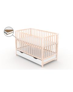 Patut cu sertar VESSANTI CLASICO - Natur + Saltea Cocos 12 cm 
