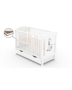 Patut cu sertar VESSANTI ZUZA - Alb + Saltea Cocos 8 cm 