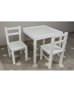 Set de masa cu doua scaune pentru copii Drewex - Alb