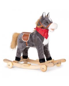 Calut balansoar cu roti, sunete si coada in miscare Ecotoys XL-106W - Gri