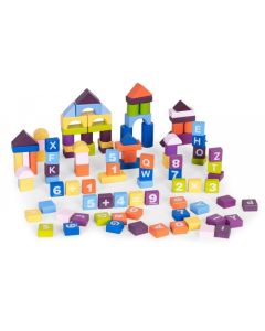 Set educational cu blocuri din lemn, 108 piese, Ecotoys ME434