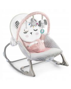 Balansoar multifunctional cu vibratii, panda, 3 jucarii, Nukido 705102, Roz