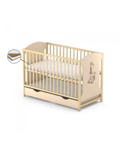 Patut cu sertar VESSANTI MILO GIRAFA - Crem cu natur + Saltea Cocos 12 cm