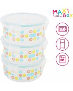 Badabulle - Set 3 boluri ermetice Maxi 500 ml pentru pastrarea hranei
