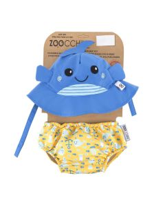 Set chilotel de baie si palarie, Marimea L, UPF 50+, Zoocchini, Whale