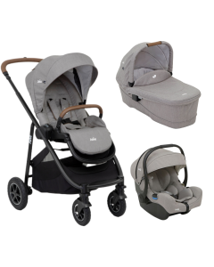 Joie - Carucior pentru copii multifunctional 3 in 1 Versatrax Gray/i-Gemm Pebble (Carucior Versatrax Gray Flannel+ Landou Ramble Gray Flannel + Scoica i-Gemm Pebble) 