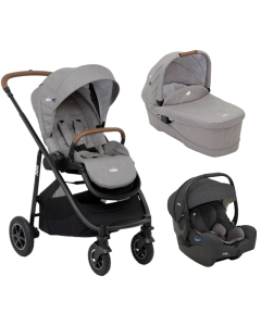 Joie - Carucior pentru copii multifunctional 3 in 1 Versatrax Gray/i-Gemm Shale (Carucior Versatrax Gray Flannel+ Landou Ramble Gray Flannel+ Scoica i-Gemm Shale)