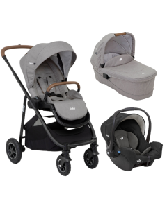 Joie - Carucior pentru copii multifunctional 3 in 1 Versatrax Gray/Shale (Carucior Versatrax Gray Flannel+ Landou Ramble Gray Flannel+ Scoica Gemm Shale)