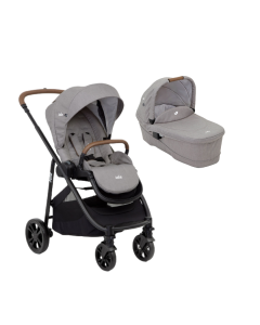 Joie - Carucior pentru copii multifunctional 2 in 1 Versatrax E Gray Flannel (Carucior Versatrax E Gray Flannel+ Landou Ramble xl Gray Flannel)