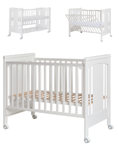 Treppy - Patut co-sleeping 120x60 cu laterala culisanta si roti Dreamy Plus Deluxe Alb
