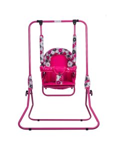 Leagan pentru copii, AppeKids, cu spatar reglabil si bara detasabila, Pink Flowers