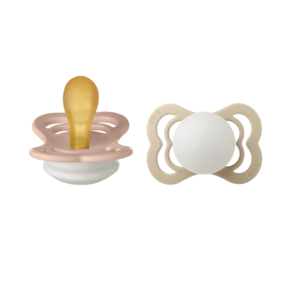 BIBS - Set 2 suzete Supreme Fosforescente GLOW Latex, tetina simetrica, 0 luni + - Default Category - 1