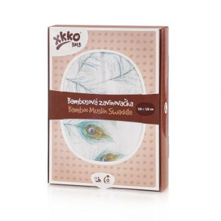 Muselina din bambus 120x120cm Peacock Feathers XKKO - Default Category - 1